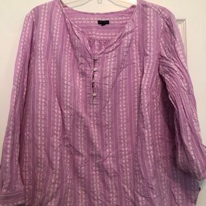 Talbots pink and white embroidered blouse 3x